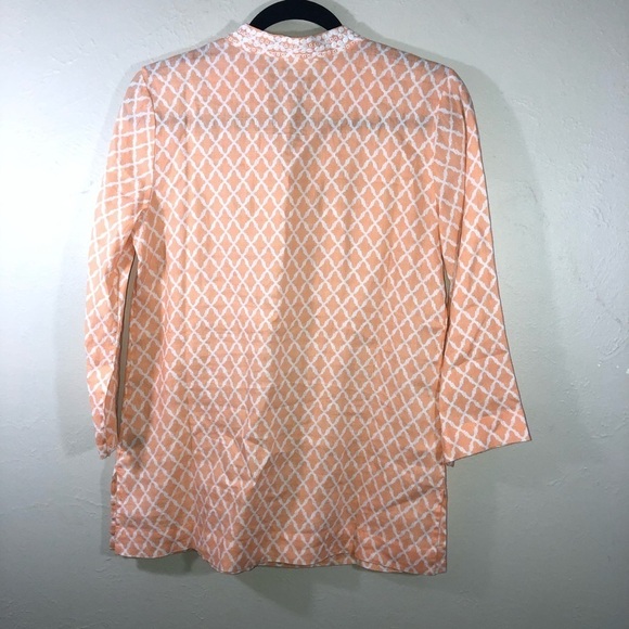 CHARTER CLUB Luxury 100% Linen Embroidered 3/4 Sleeve Tunic Top Sz S - Picture 4 of 9